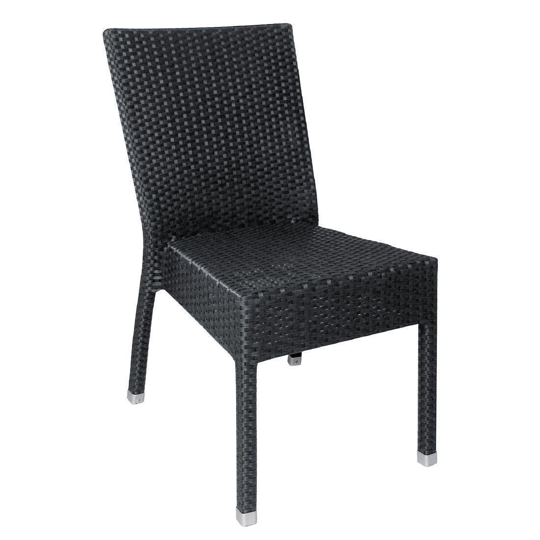 Bolero PE Wicker Side Chairs Charcoal (Pack of 4) - CF159  - 2