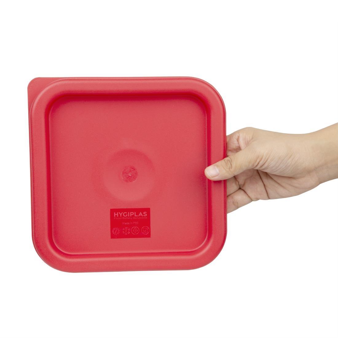 Hygiplas Square Food Storage Container Lid Red Small - CF040  - 5