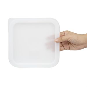 Hygiplas Polycarbonate Square Food Storage Container Lid White Small - CF049  - 2