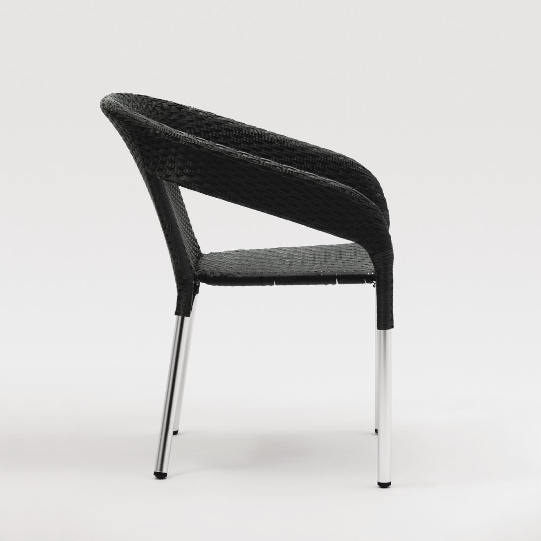 Bolero Wicker Wraparound Bistro Chairs Charcoal (Pack of 4) - CG223  - 5