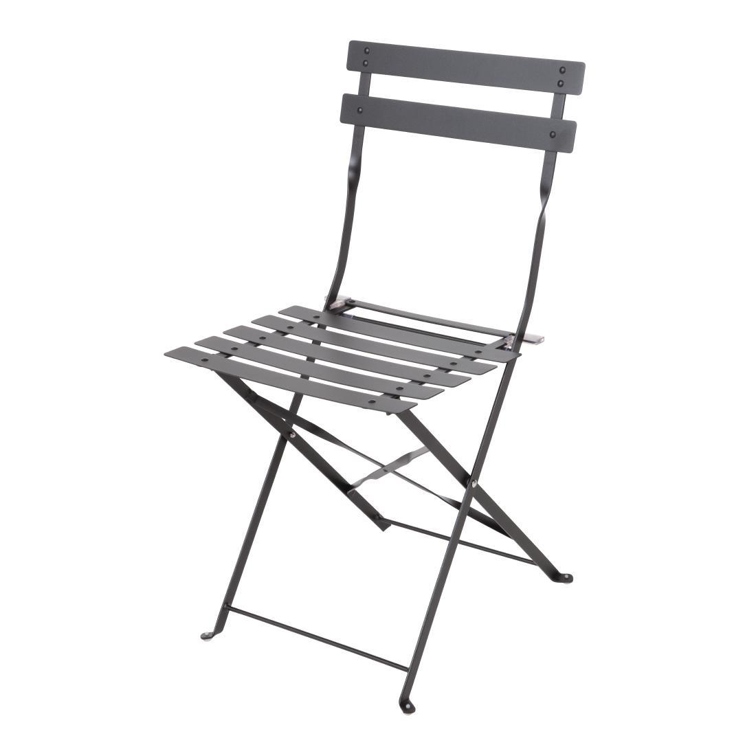 Bolero Black Pavement Style Steel Chairs (Pack of 2) - GH553  - 3