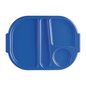 Olympia Kristallon Large Polycarbonate Compartment Food Trays Blue 375mm - U038  - 1