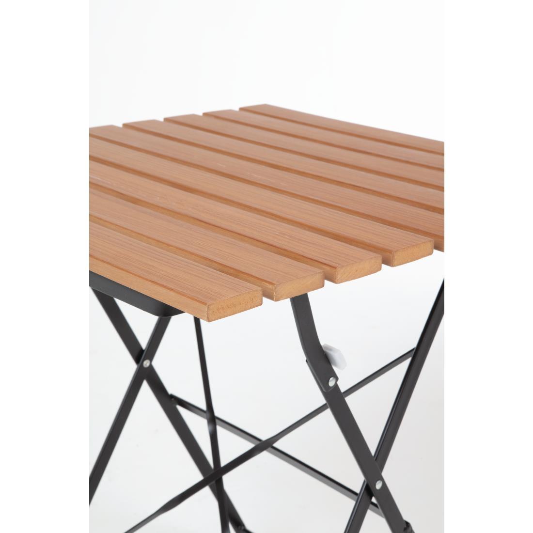 Bolero Square Faux Wood Bistro Folding Table 600mm (Single) - GJ765  - 7