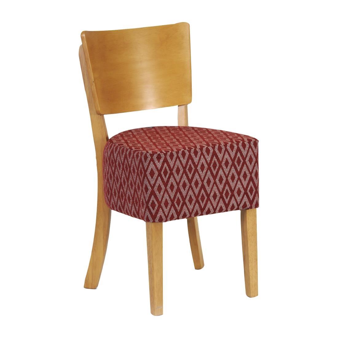 Asti Padded Soft Oak Dining Chair with Red Diamond Deep Padded Seat and Back (Pack of 2) - FT424  - 1