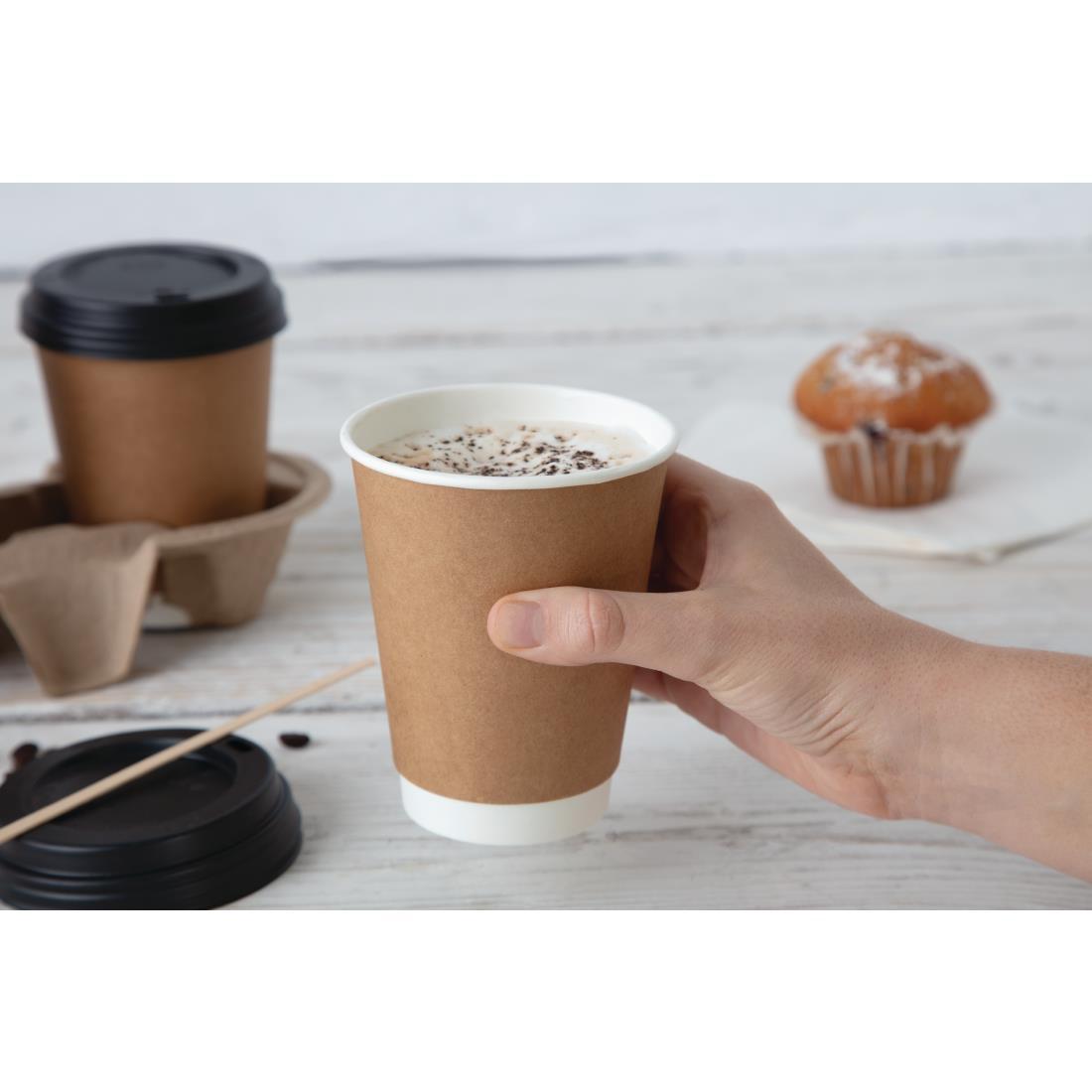 Fiesta Recyclable Coffee Cup Lids Black 340ml / 12oz and 455ml / 16oz (Pack of 1000) - CW718  - 3