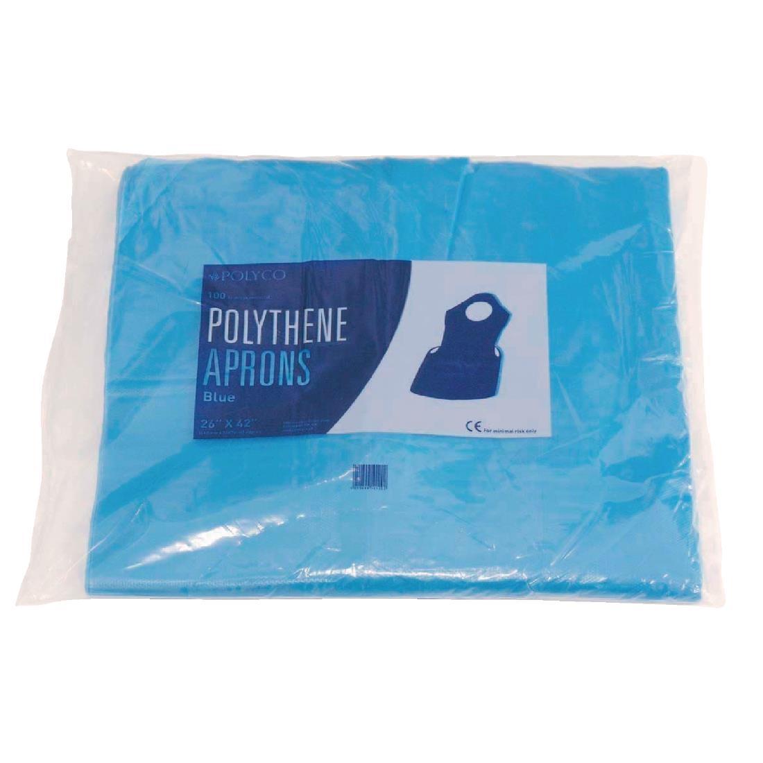 Disposable Polythene Bib Aprons 14.5 Micron Blue (Pack of 100) - A305  - 2