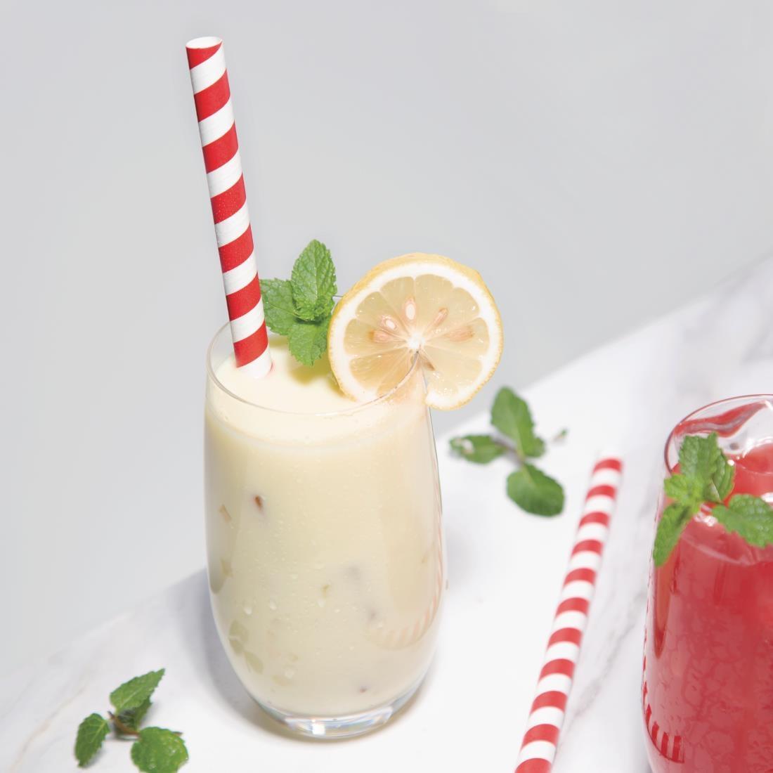 Fiesta Compostable Individually Wrapped Paper Smoothie Straws Red Stripes (Pack of 250) - FP443  - 3