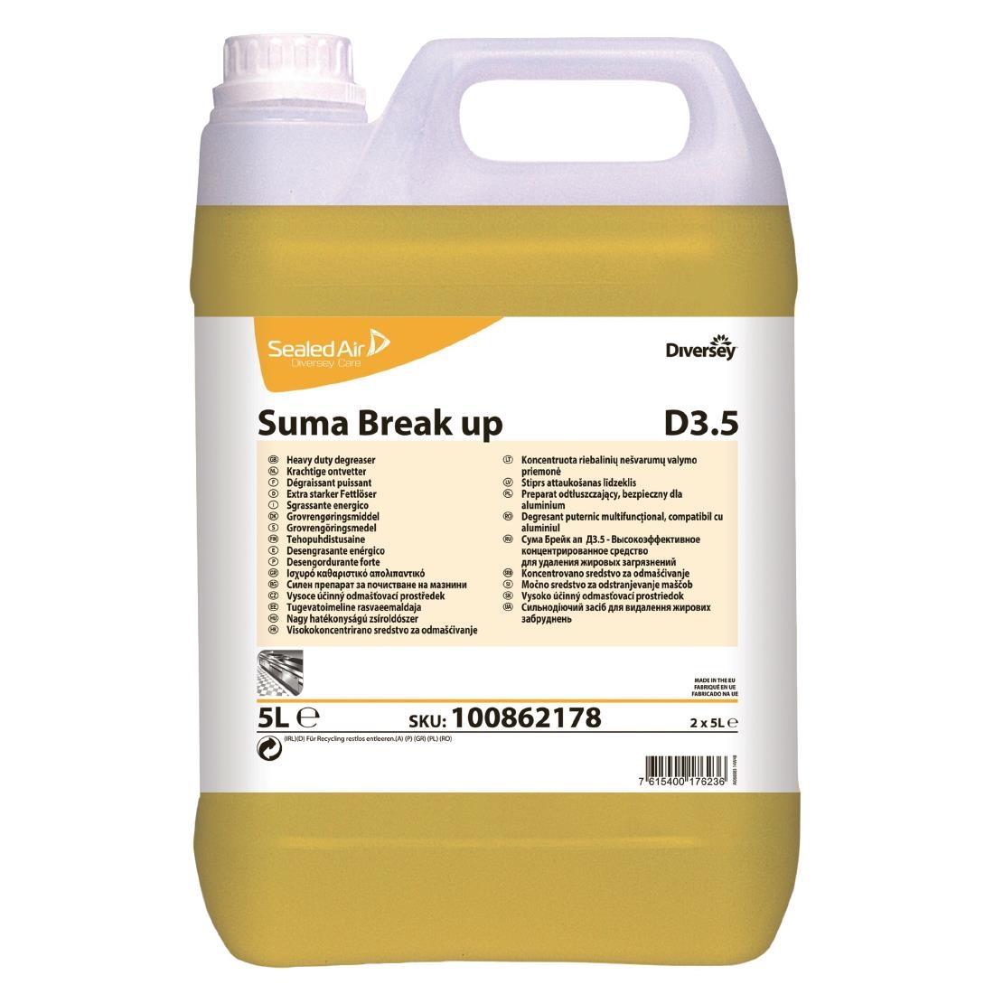 Suma Break Up D3.5 Heavy-Duty Kitchen Degreaser Concentrate 5Ltr (Pack of 2) - CD513  - 1