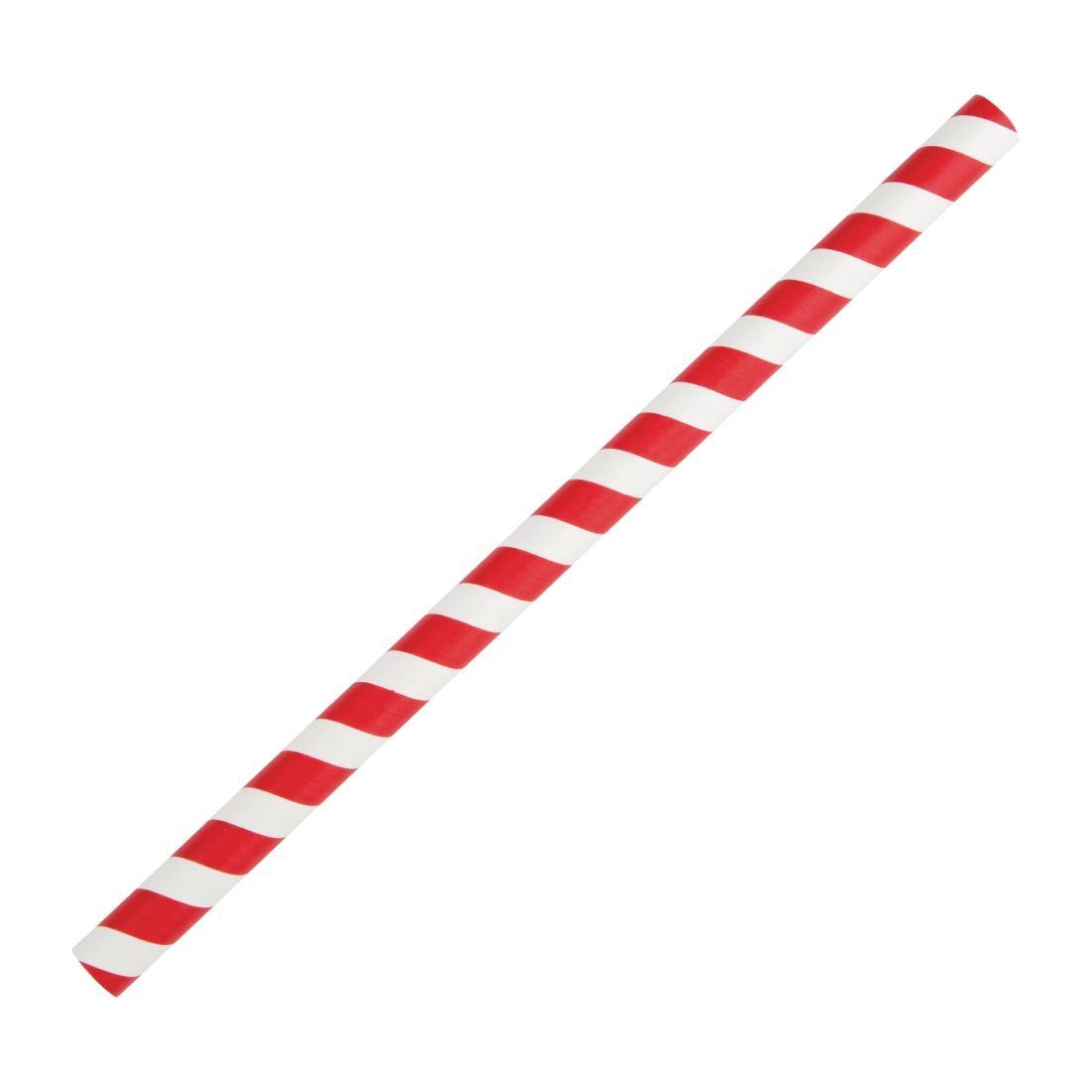 Fiesta Compostable Paper Smoothie Straws Red Stripes (Pack of 250) - FB147  - 1