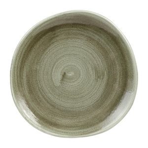 Churchill Stonecast Patina Antique Organic Round Plates Green 210mm (Pack of 12) - HC822  - 1