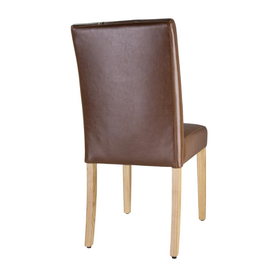 Bolero Chiswick Button Dining Chairs Tan Leather (Pack of 2) - DT699  - 3