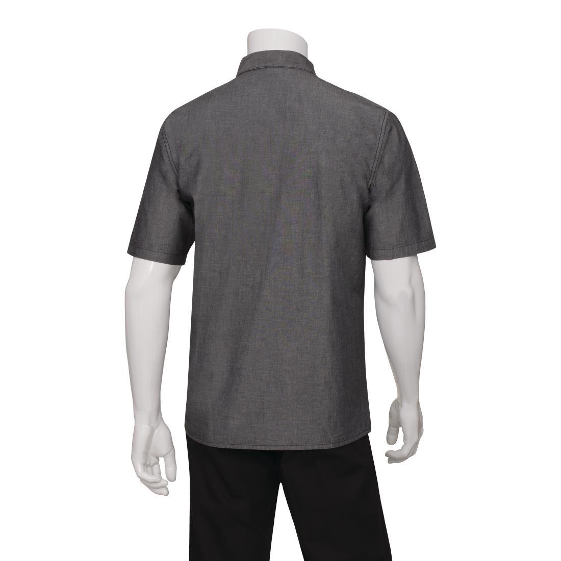 Chef Works Unisex Detroit Denim Short Sleeve Shirt Black S - B075-S  - 3