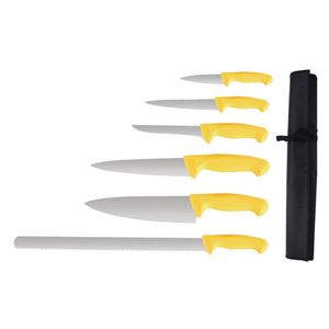 Vogue Yellow Handle 6 Piece Knife Set with Wallet - S852  - 1