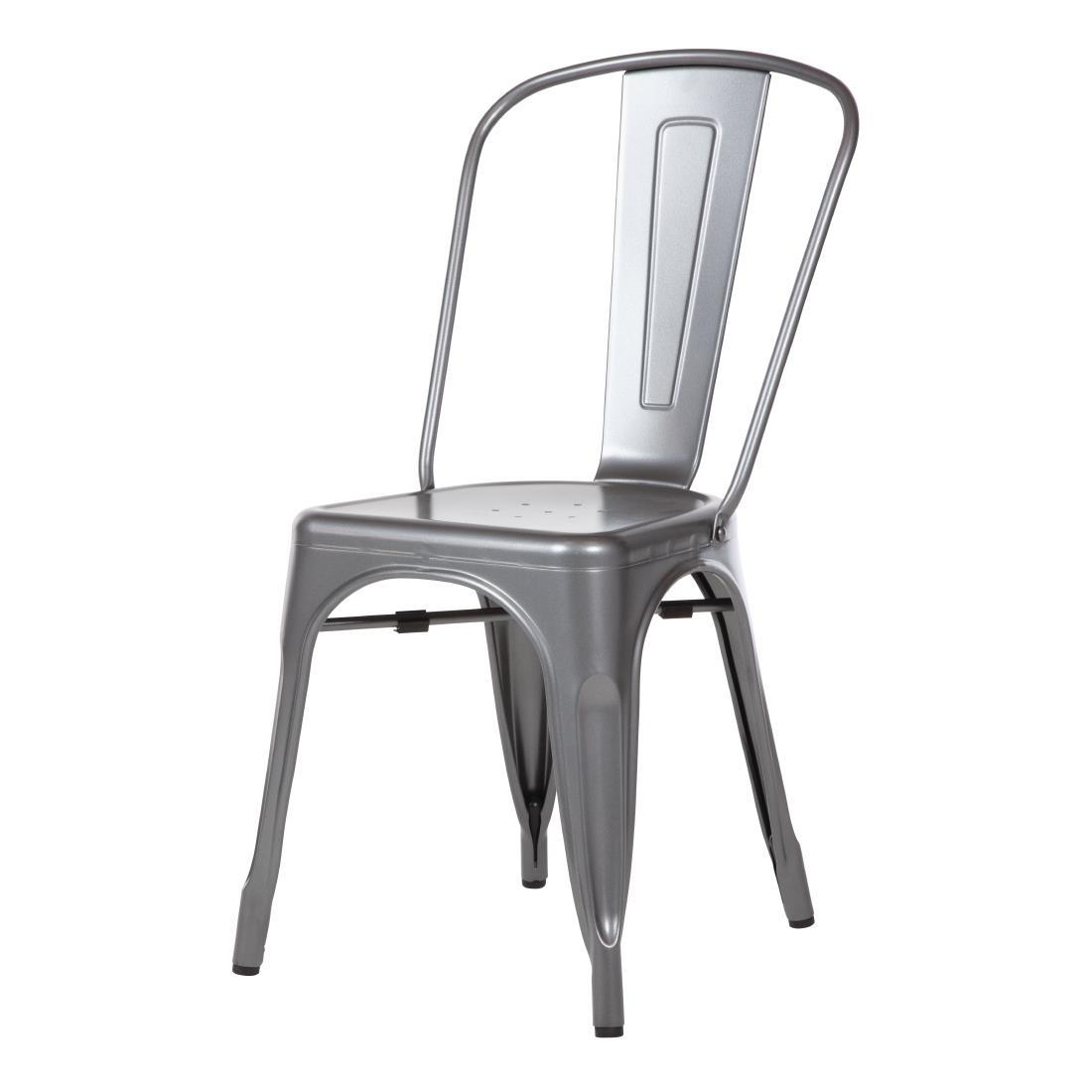 Bolero Bistro Steel Side Chairs Gun Metal Grey (Pack of 4) - GL329  - 2
