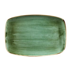 Churchill Stonecast No. 9 Oblong Chefs Plates 355 x 245mm Samphire Green (Pack of 6) - FC152  - 1