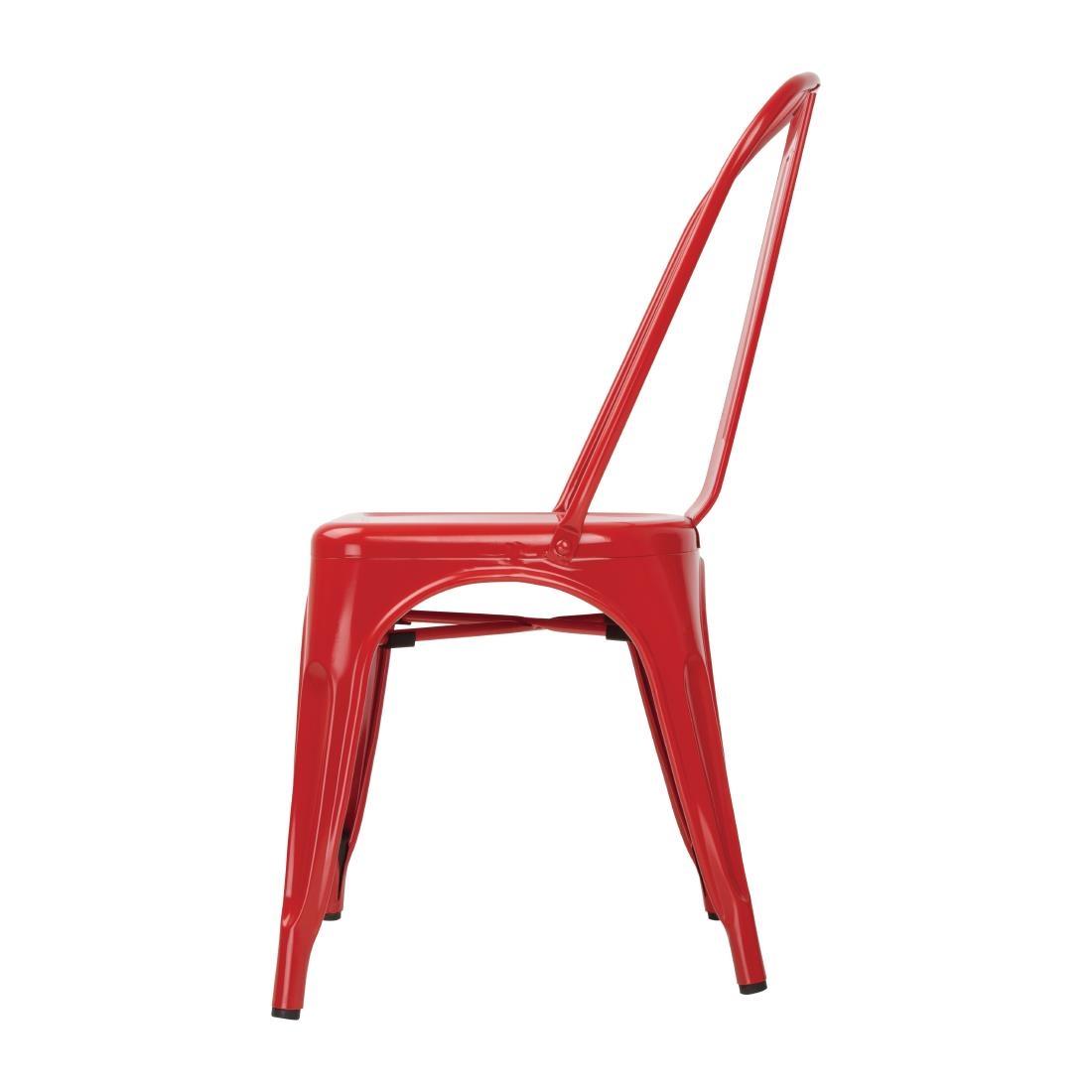 Bolero Bistro Steel Side Chair Red (Pack of 4) - GL330  - 3