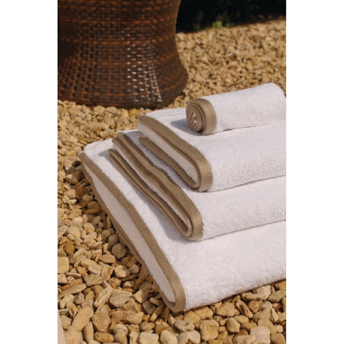 Mitre Heritage Ambassador Hand Towel White with Taupe Border - GW311  - 1