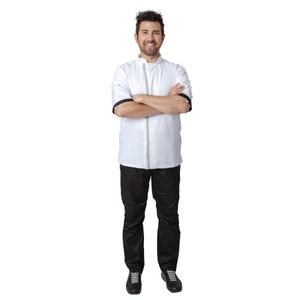 Southside Unisex Chefs Jacket Short Sleeve White L - B998-L  - 2