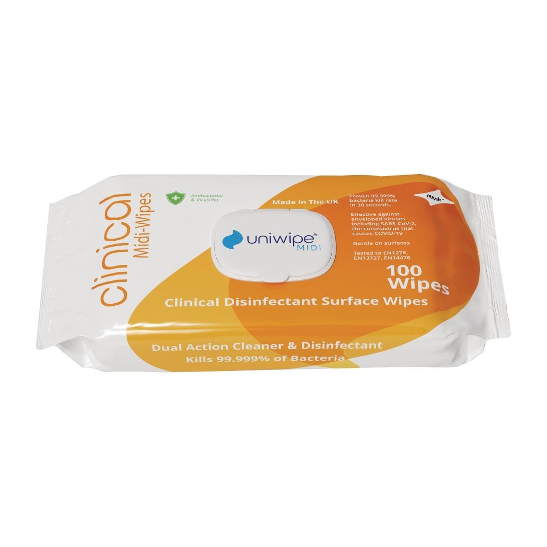 Uniwipe Clinical Disinfectant Midi-Wipes (Pack 100) - FS703  - 1