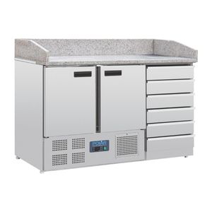 Polar G-Series Double Door Pizza Counter with Granite Top and Dough Drawers - CT425  - 1