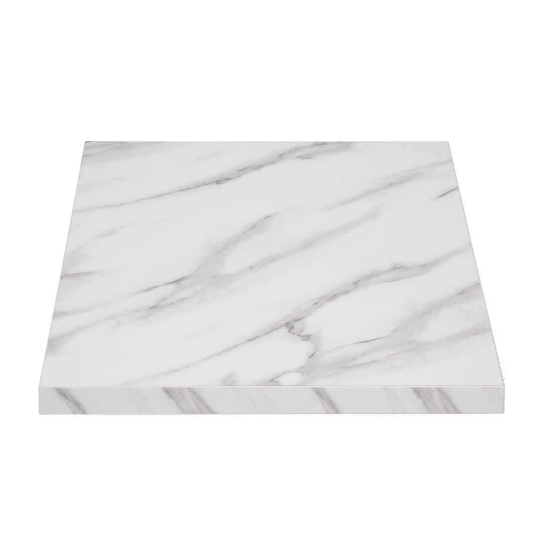 Bolero Pre-Drilled Square Table Top Marble Effect 600mm - DT444  - 1