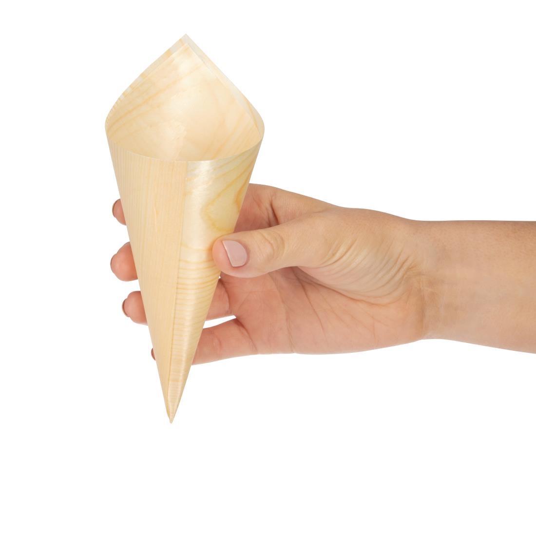 Fiesta Compostable Wooden Canape Cones 75mm (Pack of 100) - DK389  - 6