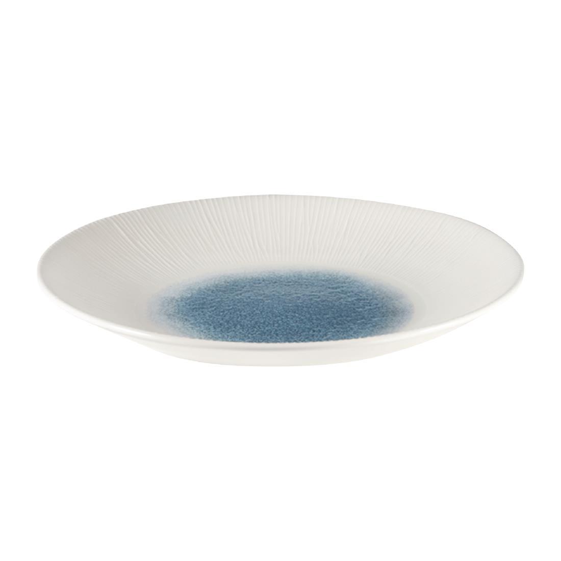 Churchill Bamboo Centre Print Deep Coupe Plates Topaz Blue 255mm (Pack of 12) - FC189  - 2