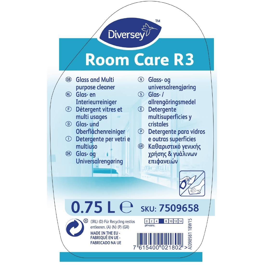 Room Care R3 Glass and Multi-Surface Cleaner Ready To Use 750ml (6 Pack) - FA261  - 2