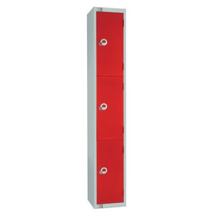 Elite Three Door Manual Combination Locker Locker Red with Sloping Top - W981-CLS  - 1