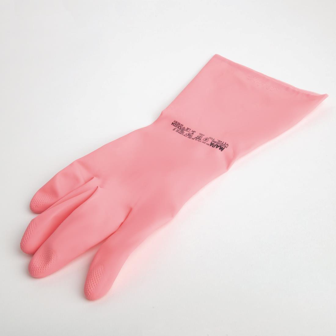 MAPA Vital 115 Liquid-Proof Light-Duty Janitorial Gloves Pink Large - FA290-L  - 2