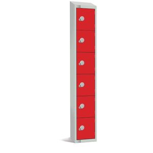 Elite Six Door Manual Combination Locker Locker Red with Sloping Top - W983-CLS  - 1