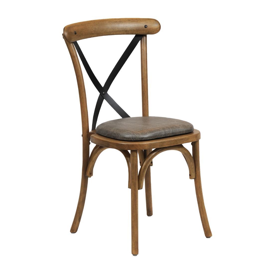 Bristol Dining Chair Weathered Oak with Padded Seat Saddle Ash (Pack of 2)