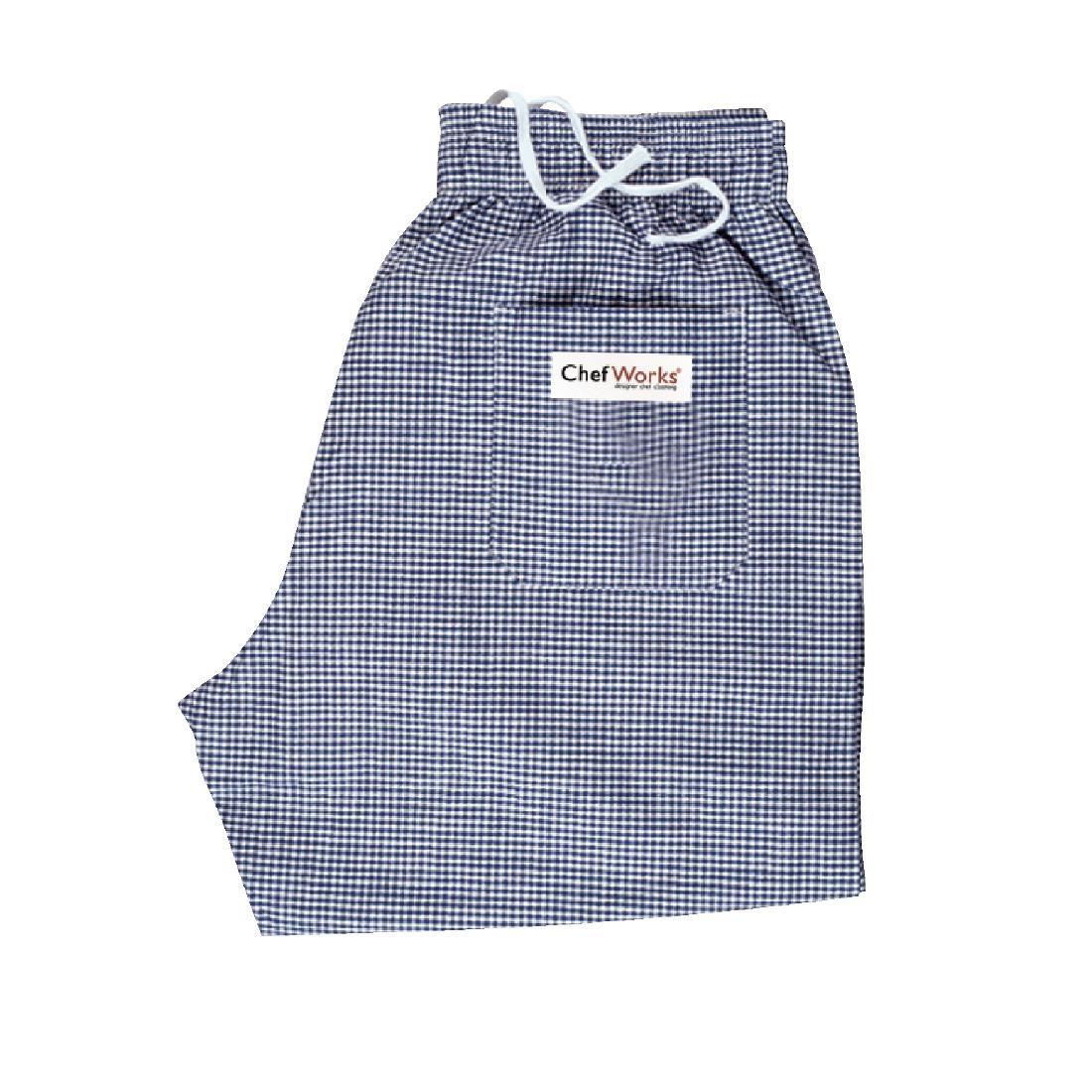 Chef Works Essential Baggy Pants Small Blue Check XL
