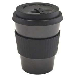 Black Reusable Bamboo Fibre Coffee Cup 35cl/12.25oz - BFC350BK - 1