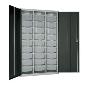 27 Tray High-Capacity Storage Cupboard - Dark Grey with Transparent Trays - HR677 - 1