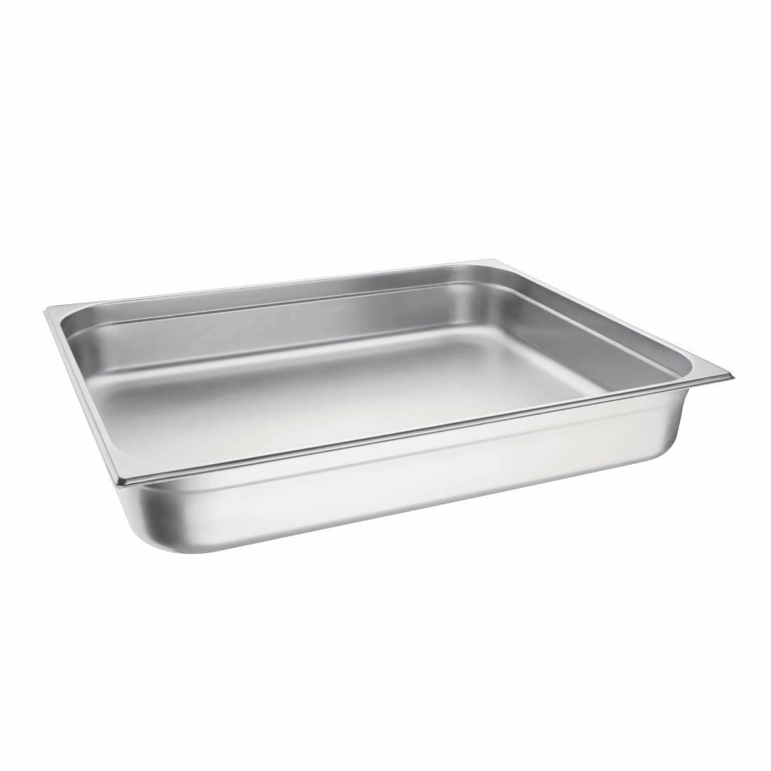 Vogue Stainless Steel 2/1 Gastronorm Pan 100mm - K804 - 1