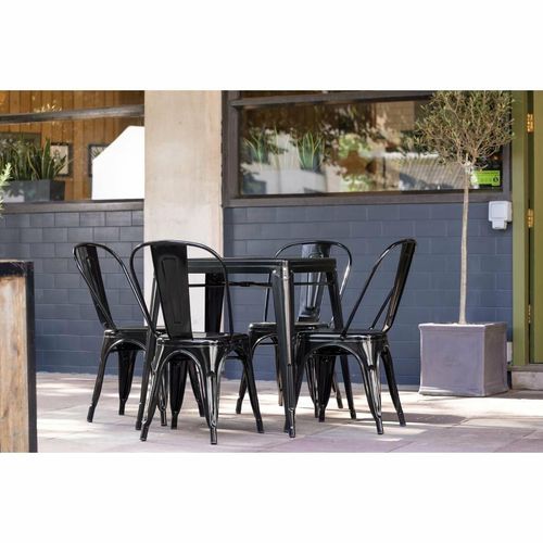 Bolero Bistro Steel Square Table Black 668mm (Single) - GC867 - 3