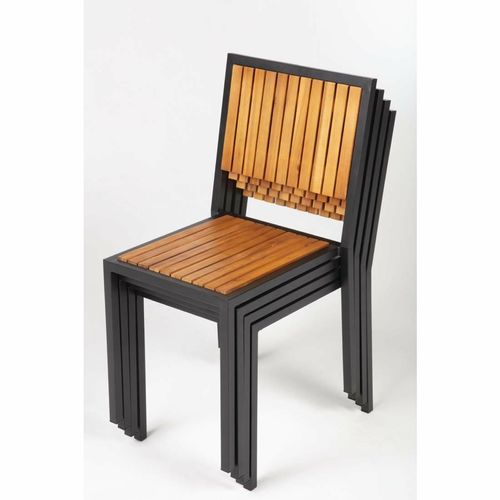 Bolero Steel & Acacia Side Chairs (Pack of 4) - DS150 - 9