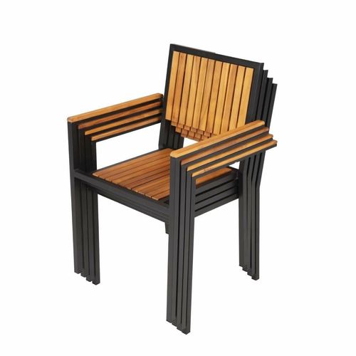 DS151 - Bolero Steel & Acacia ArmChair (Pack 4) - DS151 - 7