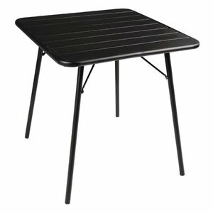 Bolero Square Slatted Steel Table Black 700mm - CS731 - 1