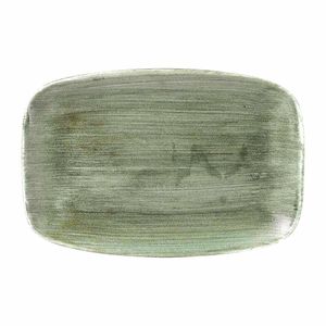 Churchill Stonecast Patina Oblong Plates Burnished Green 305x198mm (Pack of 6) - FD865 - 1