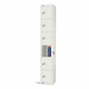 Elite Six Door Padlock Locker White - GR307-P - 1