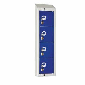 Elite Personal Effects Locker 4 Door Blue Padlock Sloping Top - CF751-PS - 1