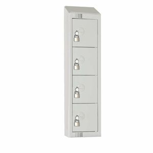 Elite Personal Effects Locker 4 Door Grey Padlock Sloping Top - CF753-PS - 1