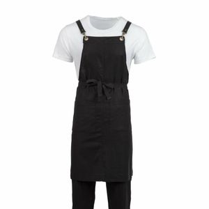 Southside Linen Blend Bib Apron Black - BB691 - 3