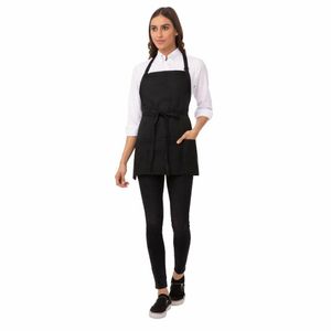 Chef Works Three Pocket Bib Apron Black - B691 - 1