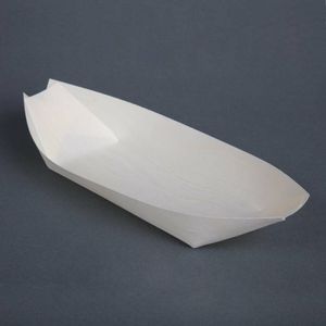 Fiesta Compostable Wooden Sushi Boats Large 250mm (Pack of 100) - DK386 - 1