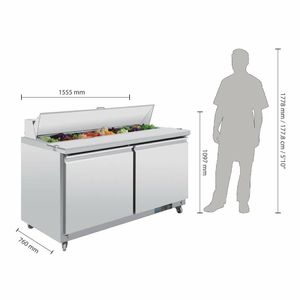 Polar U-Series Double Door Prep Counter Fridge 527Ltr - GD883 - 3