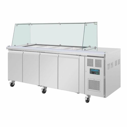 Polar U-Series GN Saladette Counter with Square Sneeze Guard 4 Door - 14
