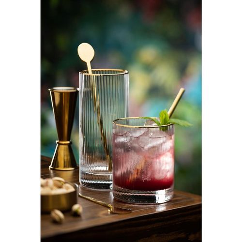 Utopia Hayworth Double Old Fashioned Gold Rim Glasses 325ml (Pack of 6) - DZ444 - 2